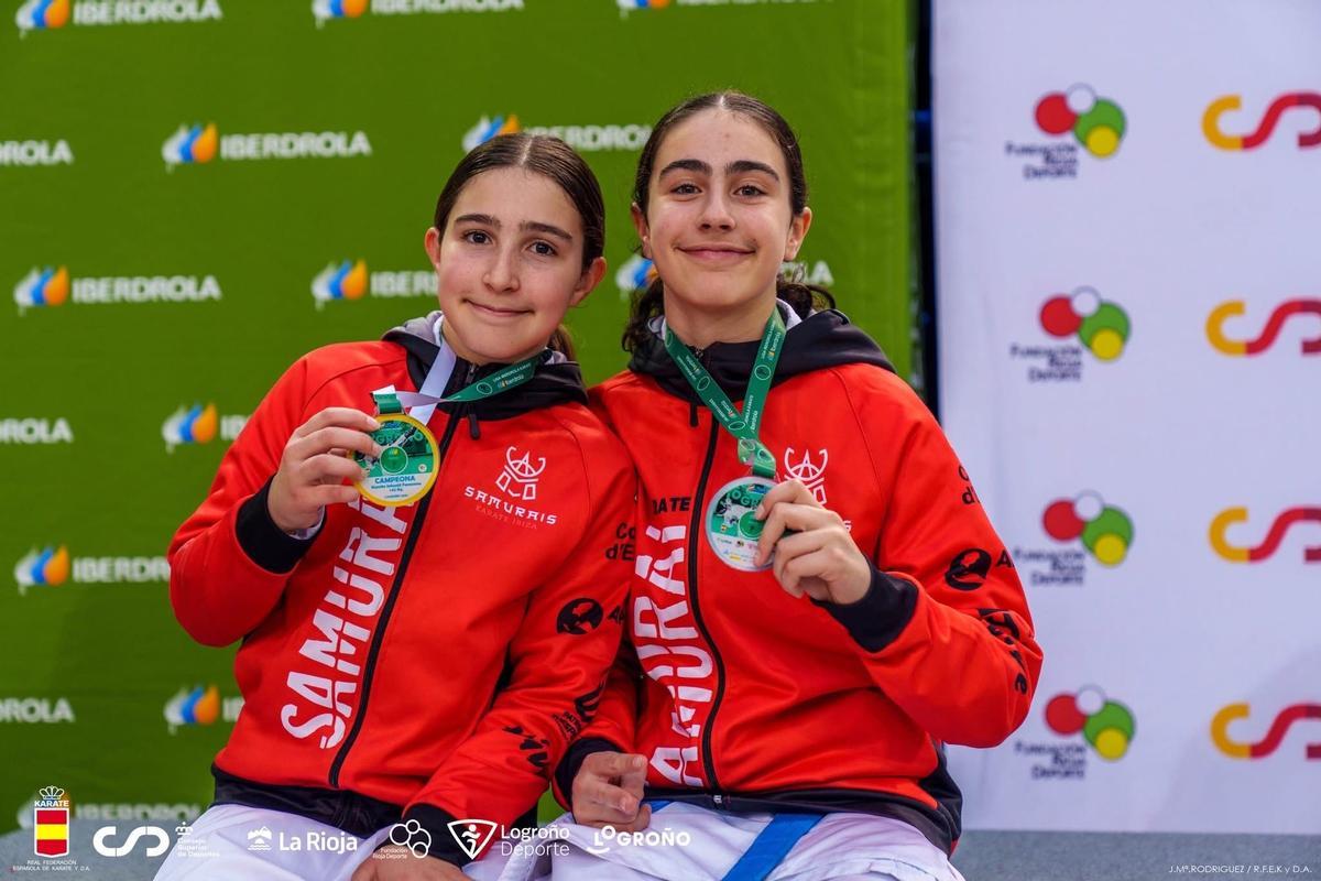 Las hermanas Maya y Nara Miranda Blesa, oro y plata en la Liga Nacional de Karate