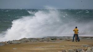 Temporal de viento en Barcelona.