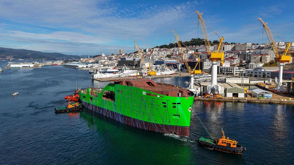 El eCSOV «Staffordshire», en su reciente botadura en Vigo.