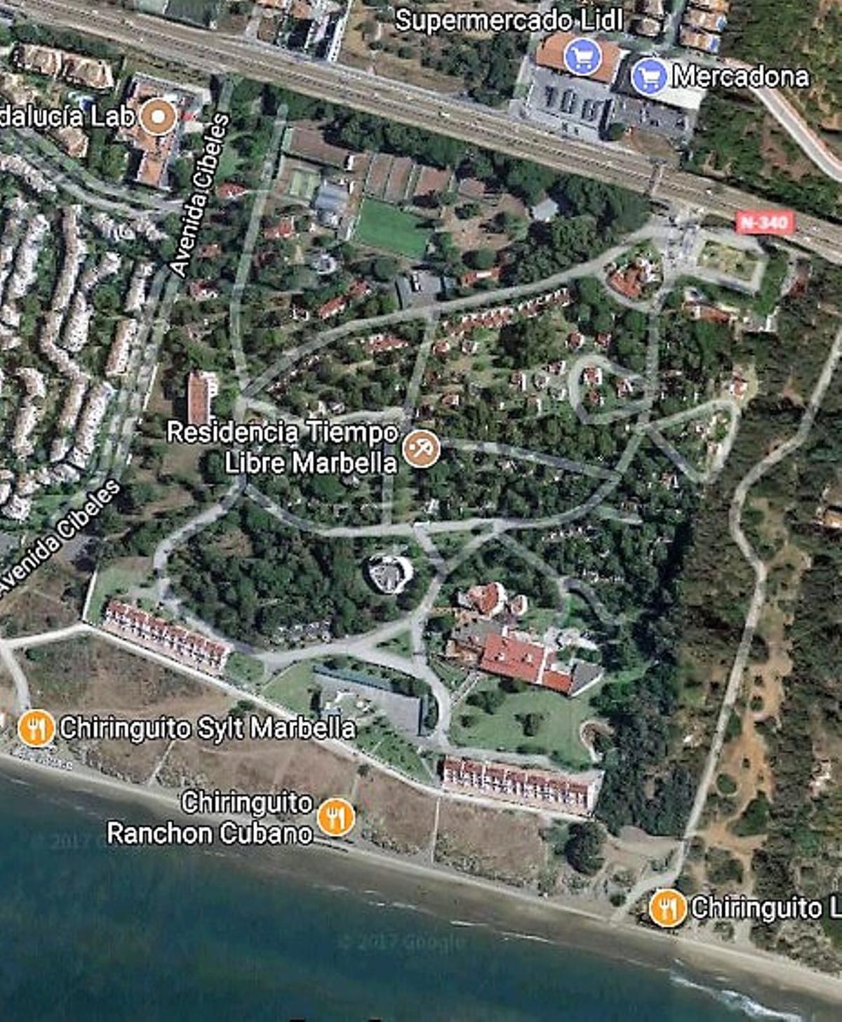 Plano de la zona de la Residencia de Tiempo Libre.