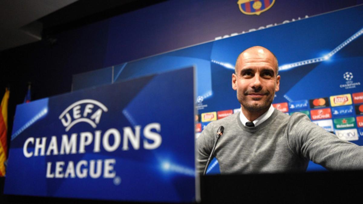 Josep Guardiola en la previa del Barça - Manchester City de la Champions 2016/17