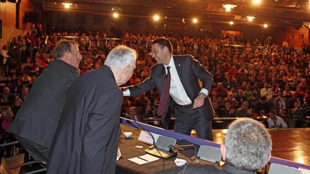 Josep Maria Bartomeu durante la presentación del Espai Barça en Madrid en marzo de 2014