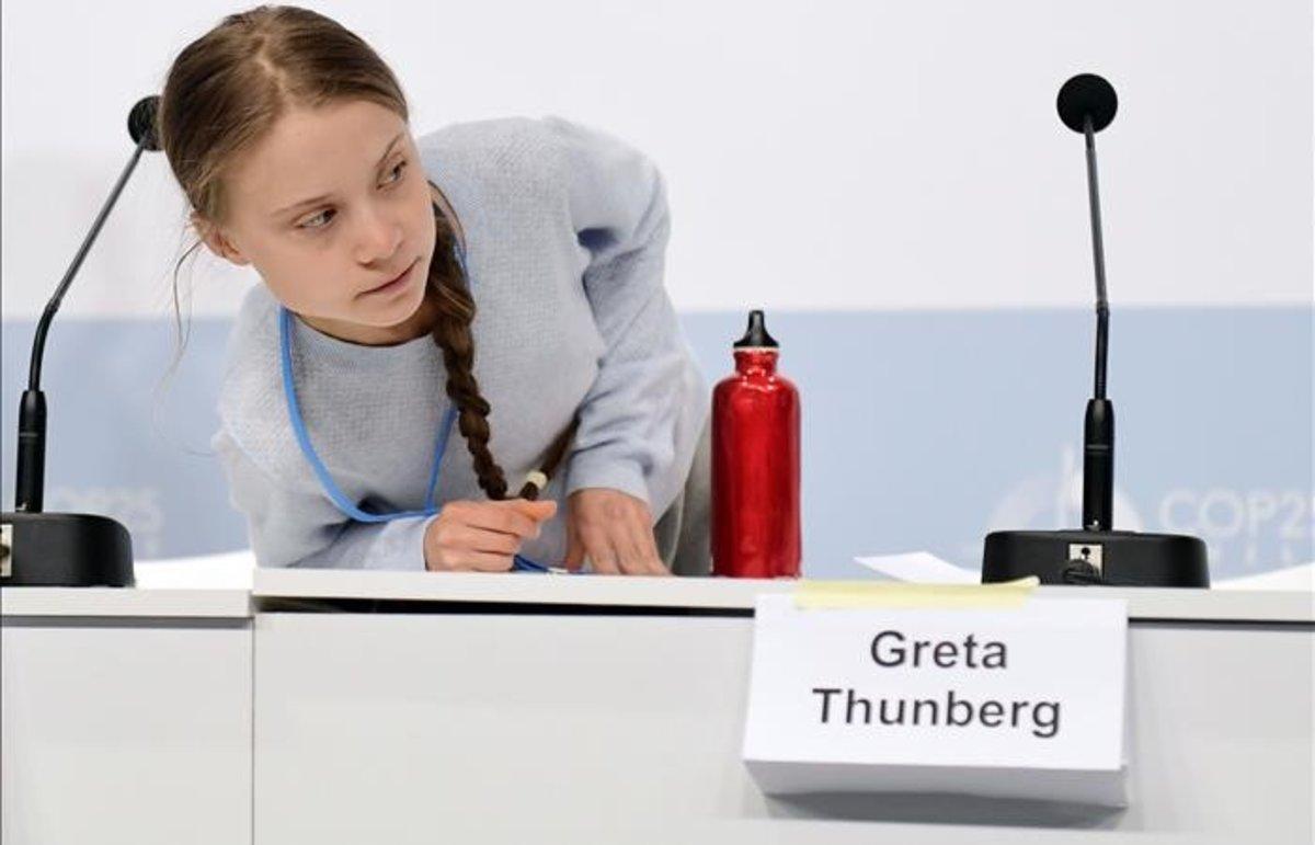 La activista sueca Greta Thunberg, en la cumbre del clima de Madrid. 