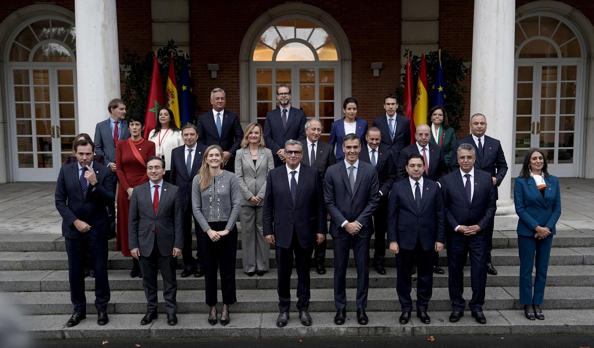 Pedro Sánchez, presidente del Gobierno y Aziz Akhannouch, presidente del Gobierno de Marruecos. XIII Reunión de Alto Nivel España - Marruecos.