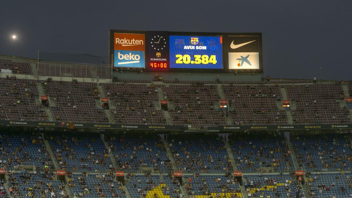 Número de espectadores en el Camp Nou presentes para ver  el partido de liga ( primero de la era post messi) entre el FC Barcelona y la Real Sociedad