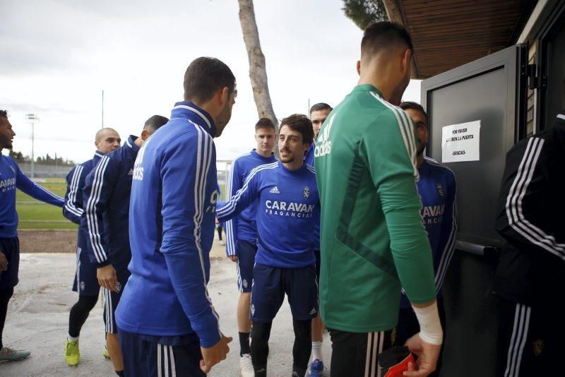 Entrenamiento del Real Zaragoza antes del partido contra la SD Huesca