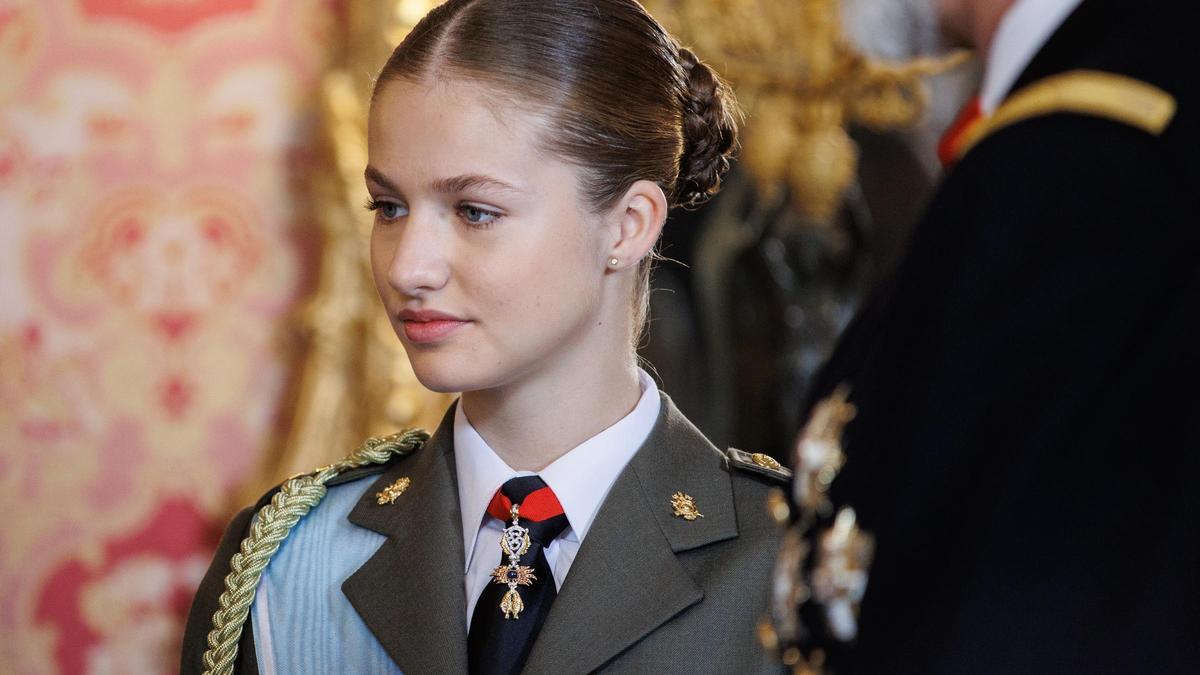 La Princesa Leonor, durante la recepción en la Pascua Militar, en el Palacio Real.