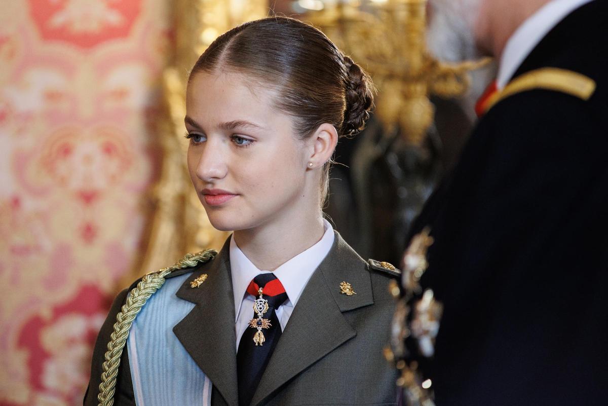 La Princesa Leonor, durante la recepción en la Pascua Militar, en el Palacio Real.
