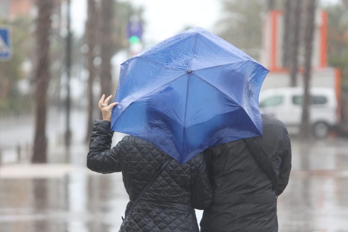 La lluvia cae con fuerza sobre una Alicante en alerta naranja