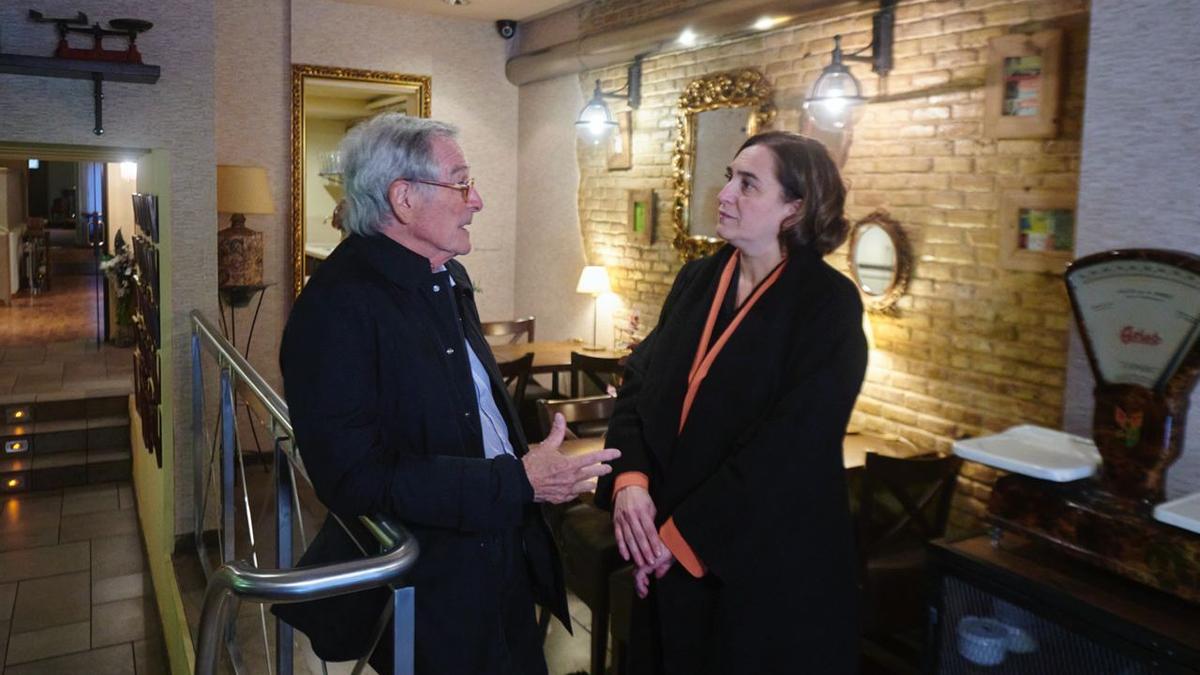 Xavier Trias y Ada Colau, en el restaurante del Eixample donde han almorzado.