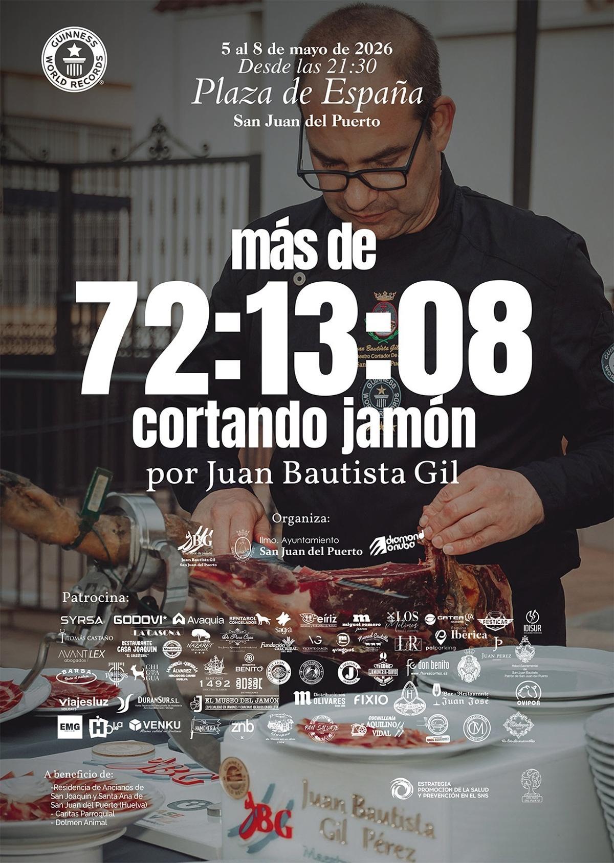El onubense Juan Bautista a por el Récord Guinness de más de 72 horas cortando jamón