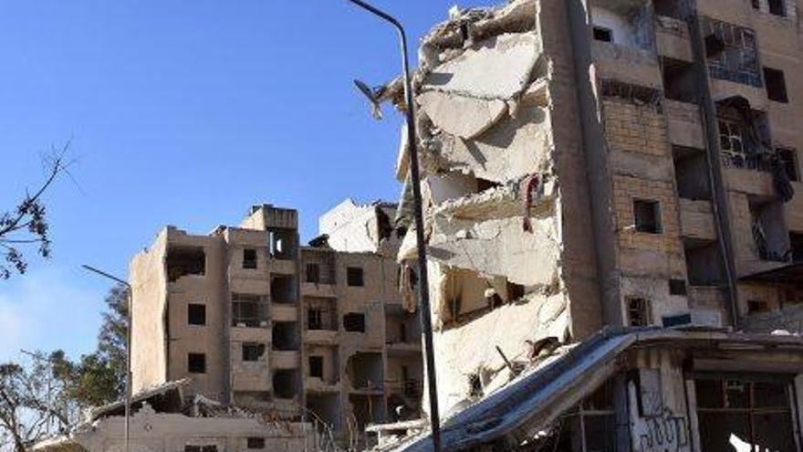 Estat d&#039;un edifici després dels atacs que ha rebut la ciutat d&#039;Alep.