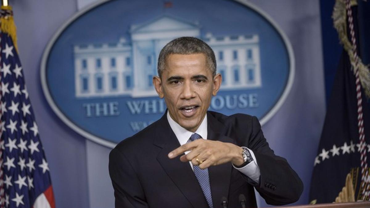 El presidente estadounidense Barack Obama en una conferencia de prensa tras el ataque cibernético a Sony