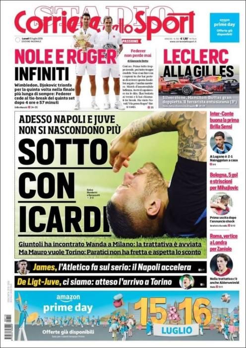 Portada CORRIERE DELLO SPORT lunes 15 julio 2019