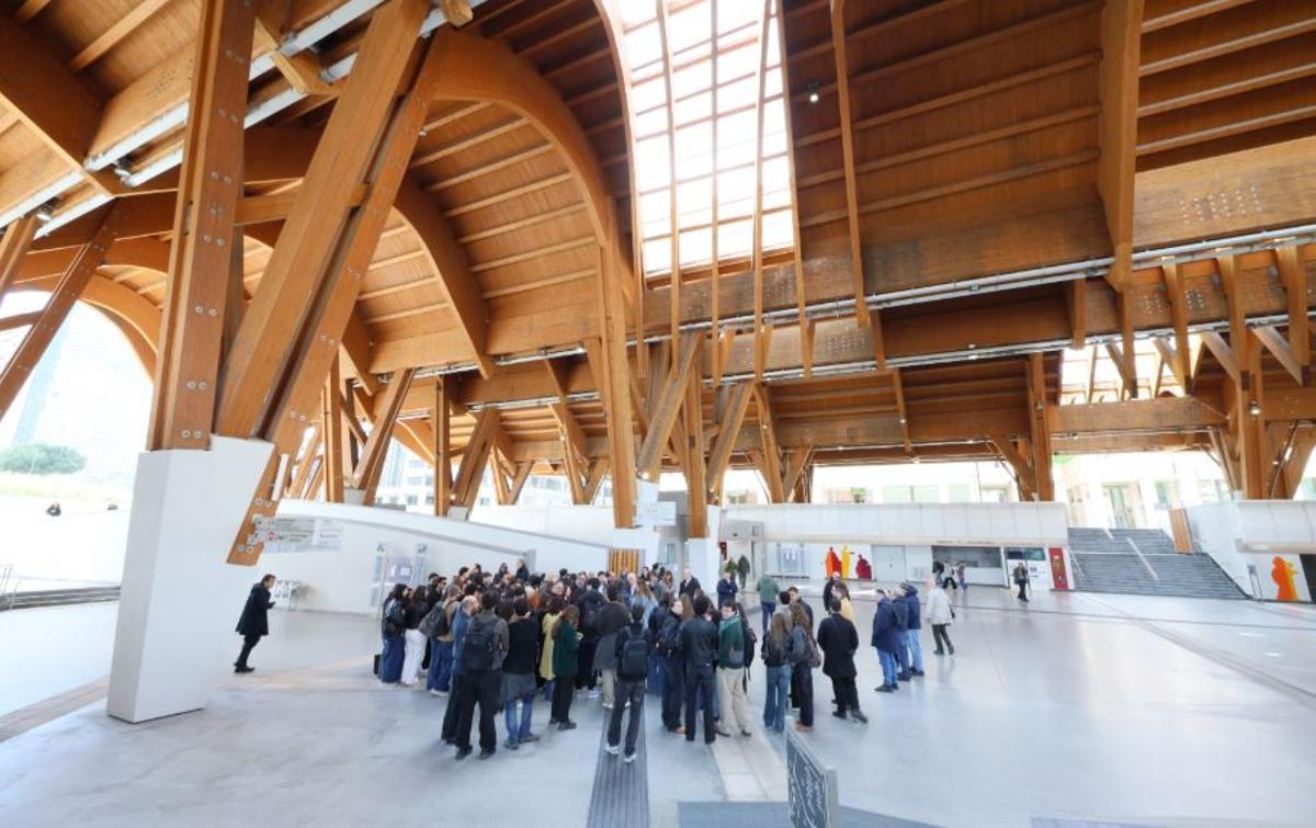 La cubierta de la nueva estación es un bosque estructural de madera del norte de Italia proyectado desde una perspectiva "orgánica".