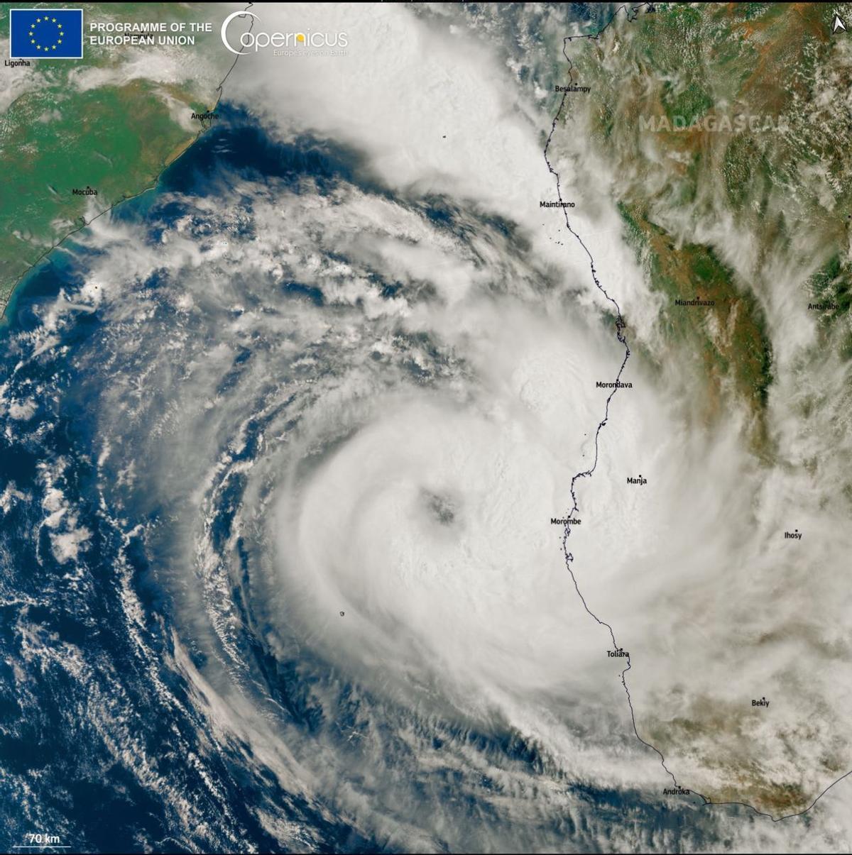 Copernicus Sentinel-3 el 1 de enero de 2024.