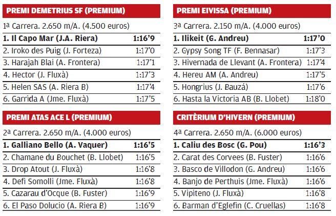 Resultados de las carreras de Son Pardo del 14 de febrero
