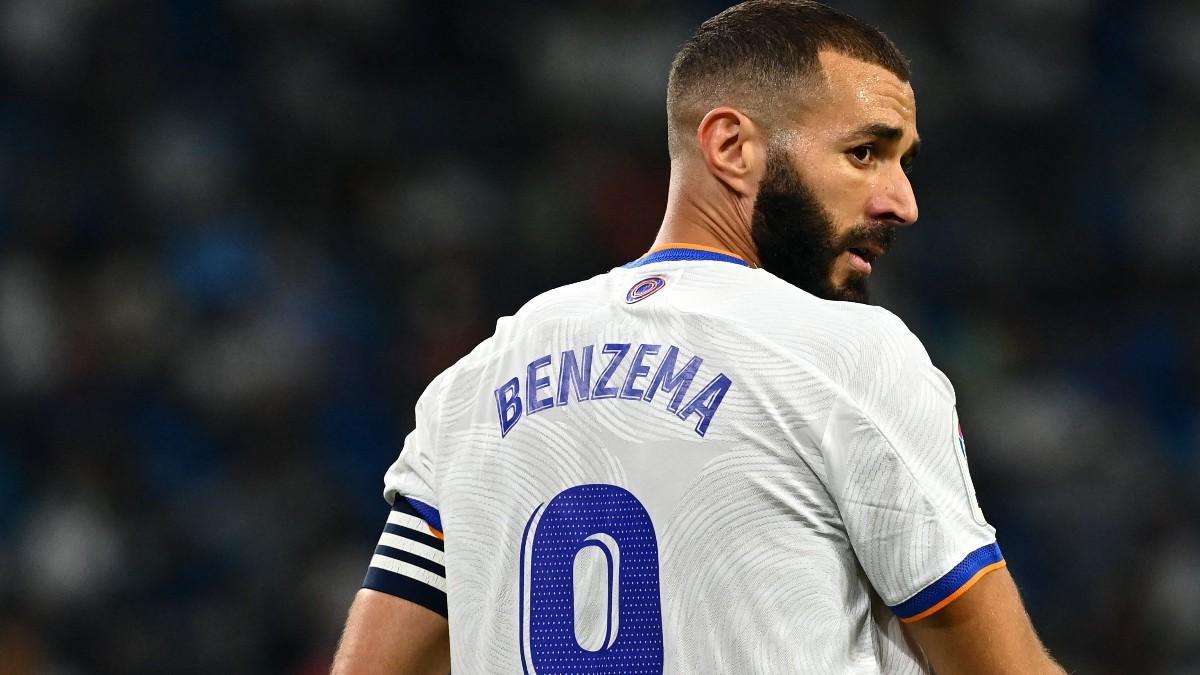 Benzema, durante un lance del partido con el Celta