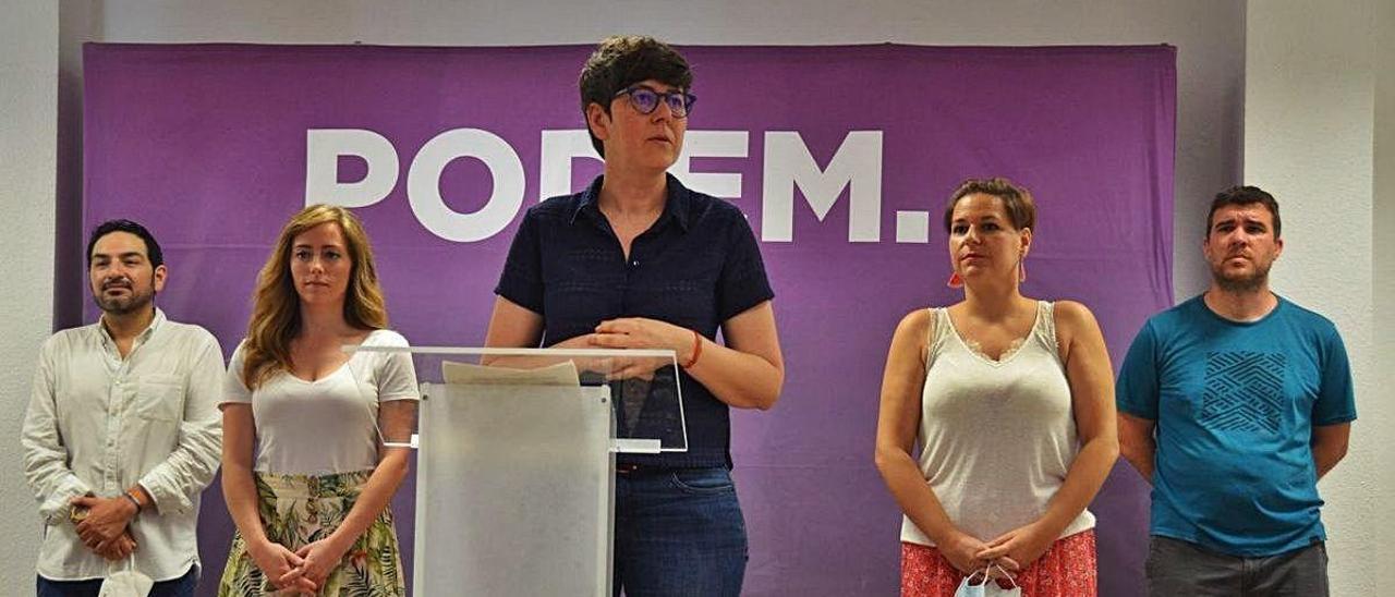 Una imagen de la rueda de prensa que ofreció ayer la candidatura de Pilar Lima en València.