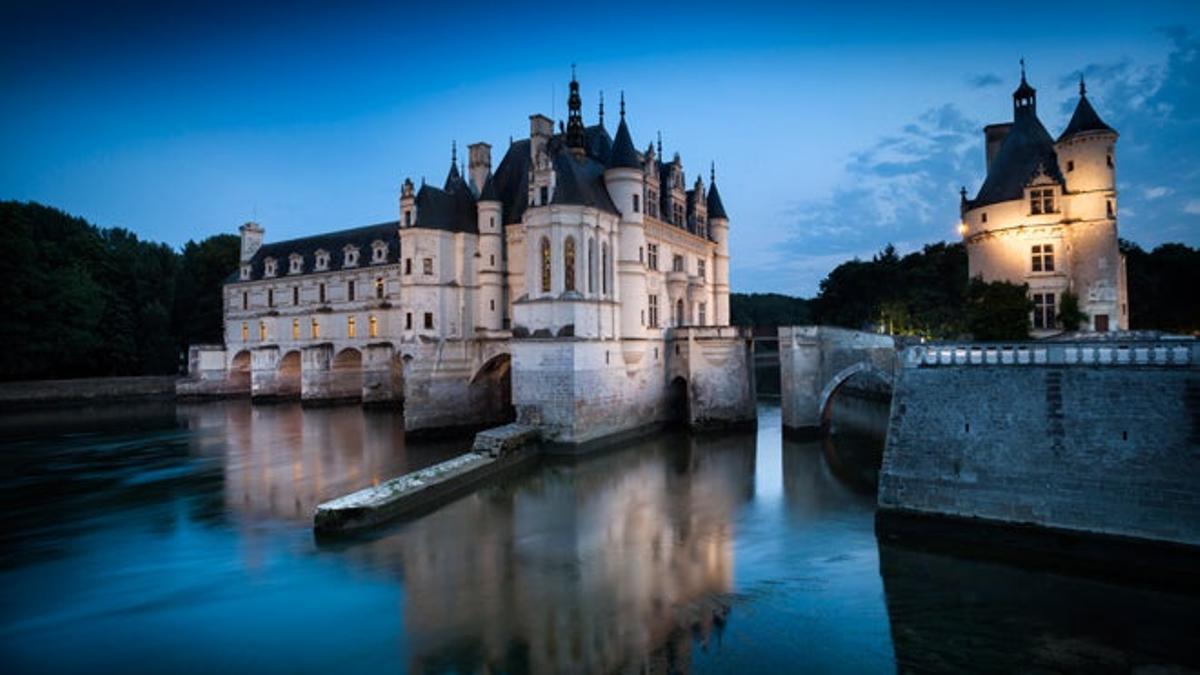 Anochecer en el castillo de Chenonceau