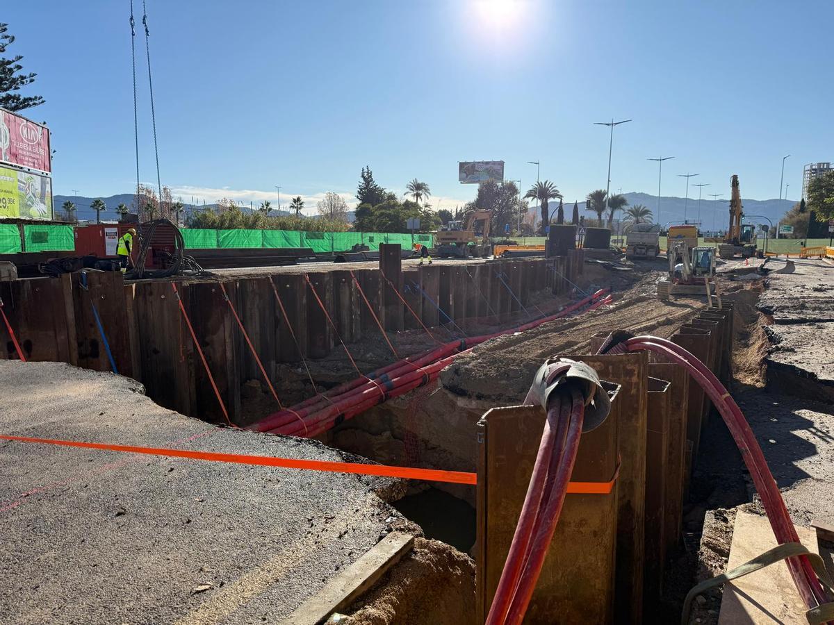 Las obras en ejecución en la avenida Miguel Induráin.