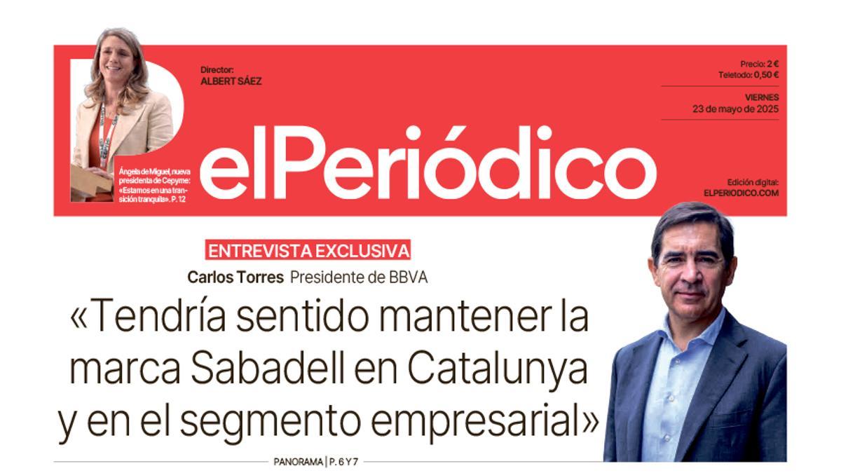 La portada de EL PERIÓDICO del 23 de mayo de 2025