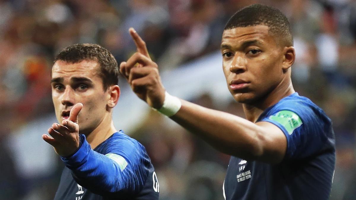 Griezmann y Mbappé en la semifinal ante Bélgica