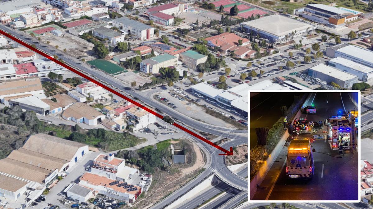 Así fueron los últimos metros del coche accidentado en Ibiza antes de caer al vacío.