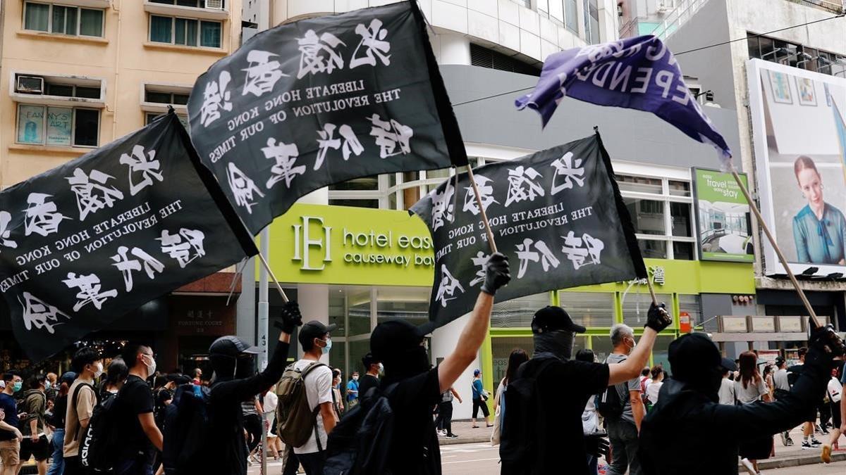 Manifestación en contra de la ley de seguridad, el pasado 1 de julio por las calles de Hong Kong.