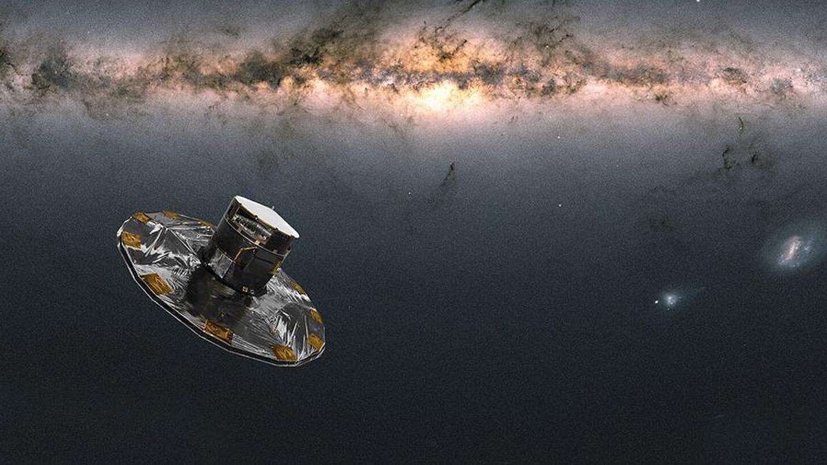 Representación artística del satélite Gaia observando la Vía Láctea.  / ESA / A. MOITINHO.