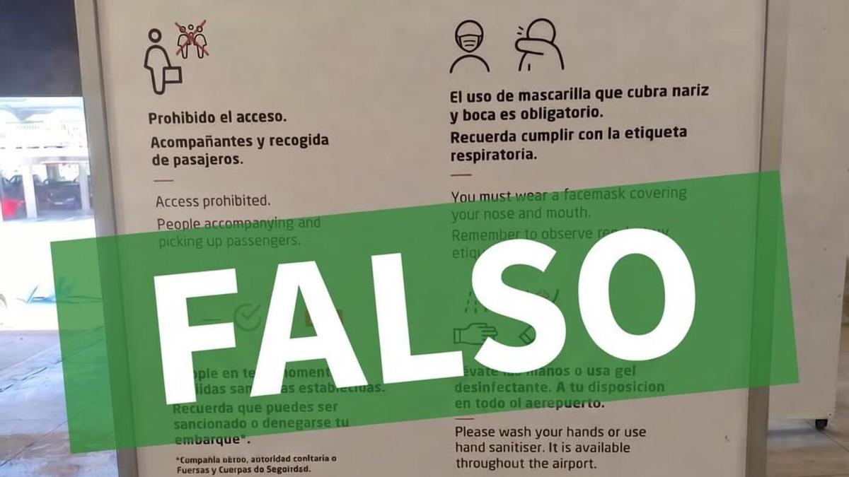 Cartel falso instalado en el Aeropuerto Sur