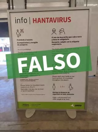 Aena desmiente que se haya colocado un cartel en el aeropuerto Tenerife Sur para prevenir el contagio del hantavirus