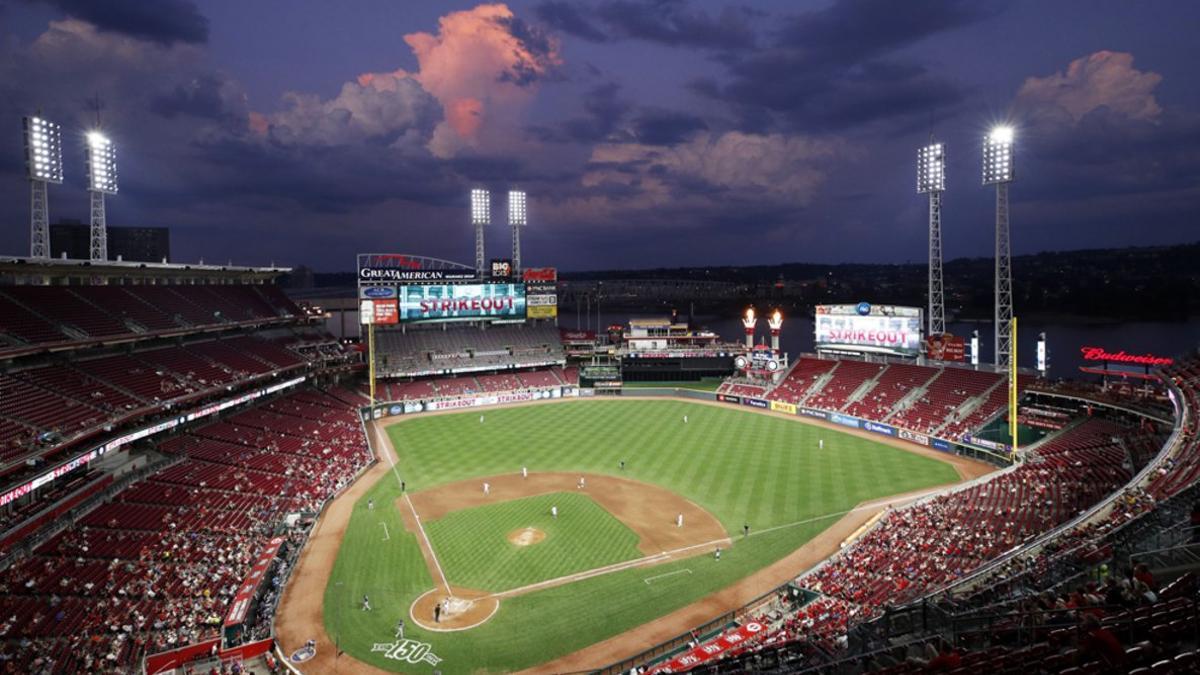 Vista general del Great American Ball Park durante e partido entre los Cincinnati Reds y los San Diego Padres en Cincinnati, Ohio.