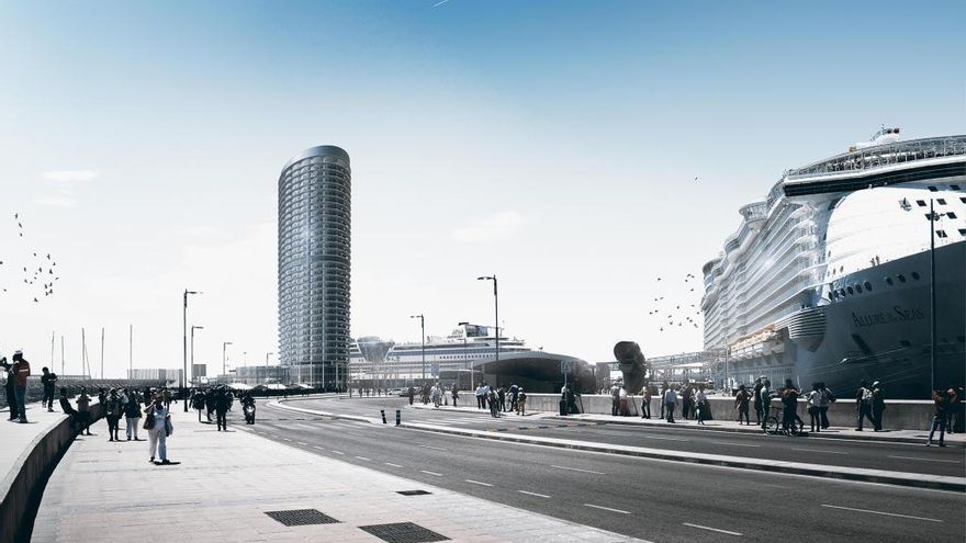 Imagen del futuro hotel de lujo en el puerto de Málaga.