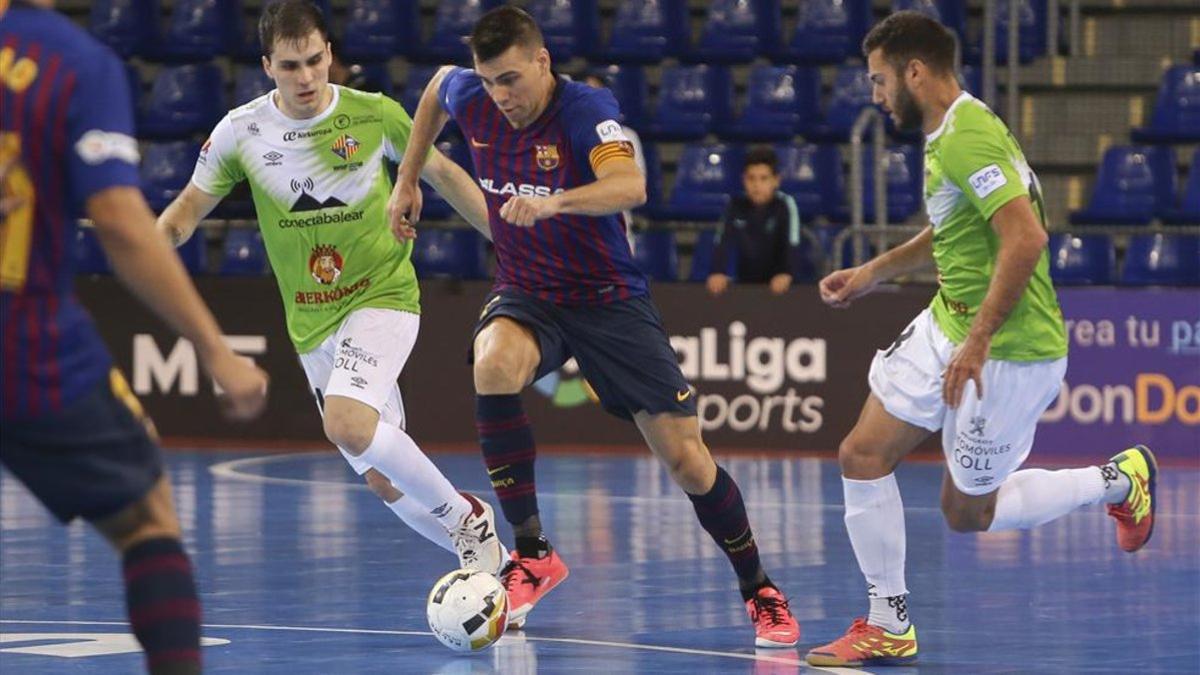 Sergio Lozano, en la primera vuelta en el Palau ante Palma (8-1)