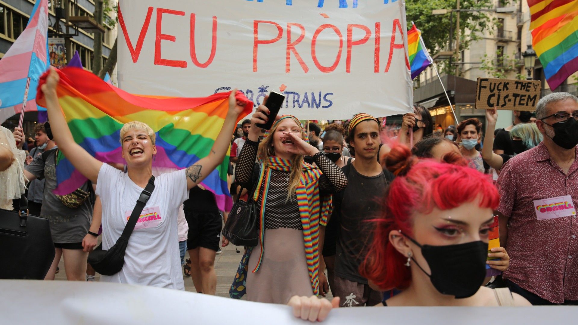 Manifestación LGTBI contra la transfobia el día del Orgullo, el pasado día 26 en Barcelona.