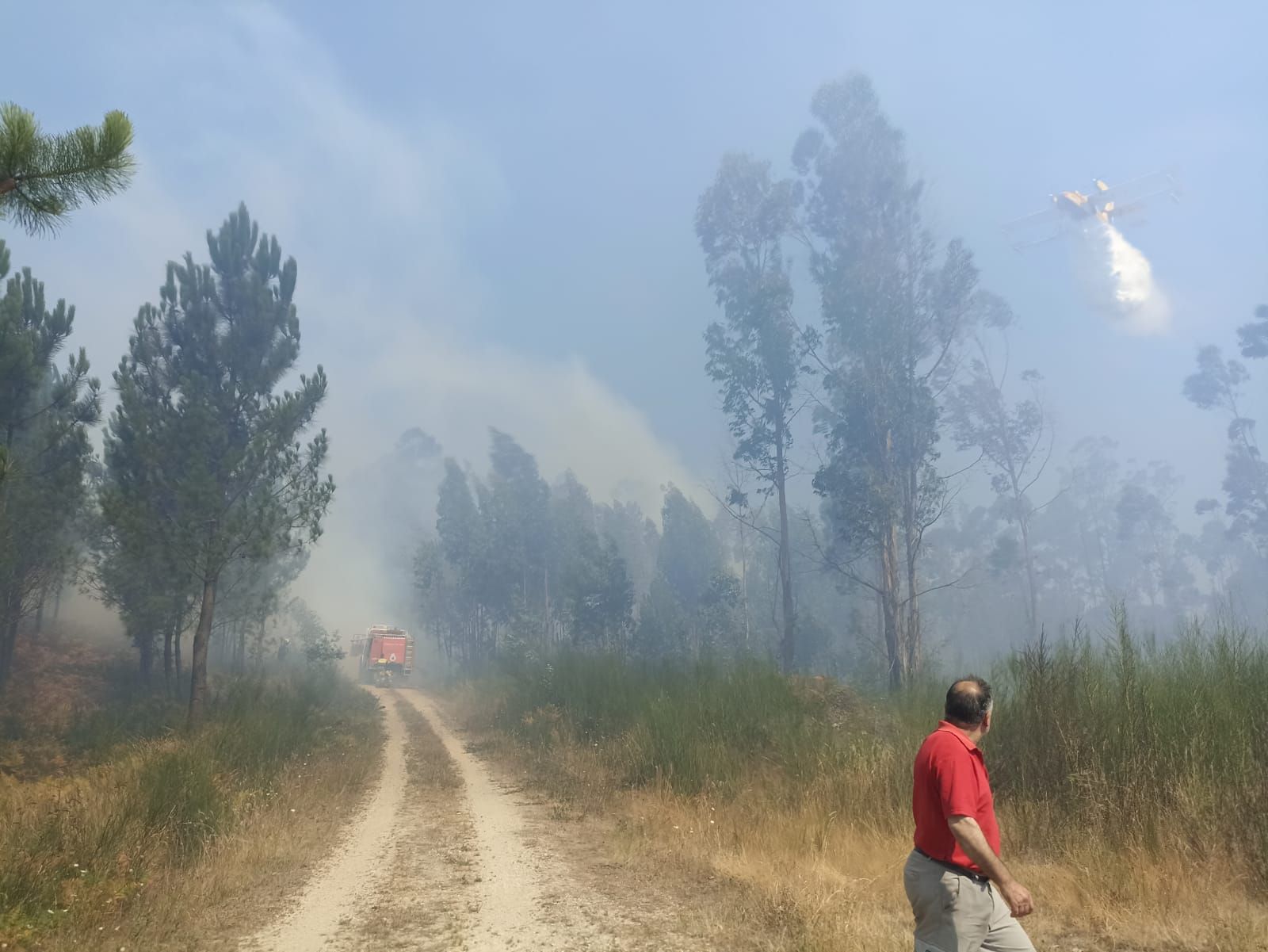 Jornada de humo y cenizas en Arousa con hasta cuatro focos activos