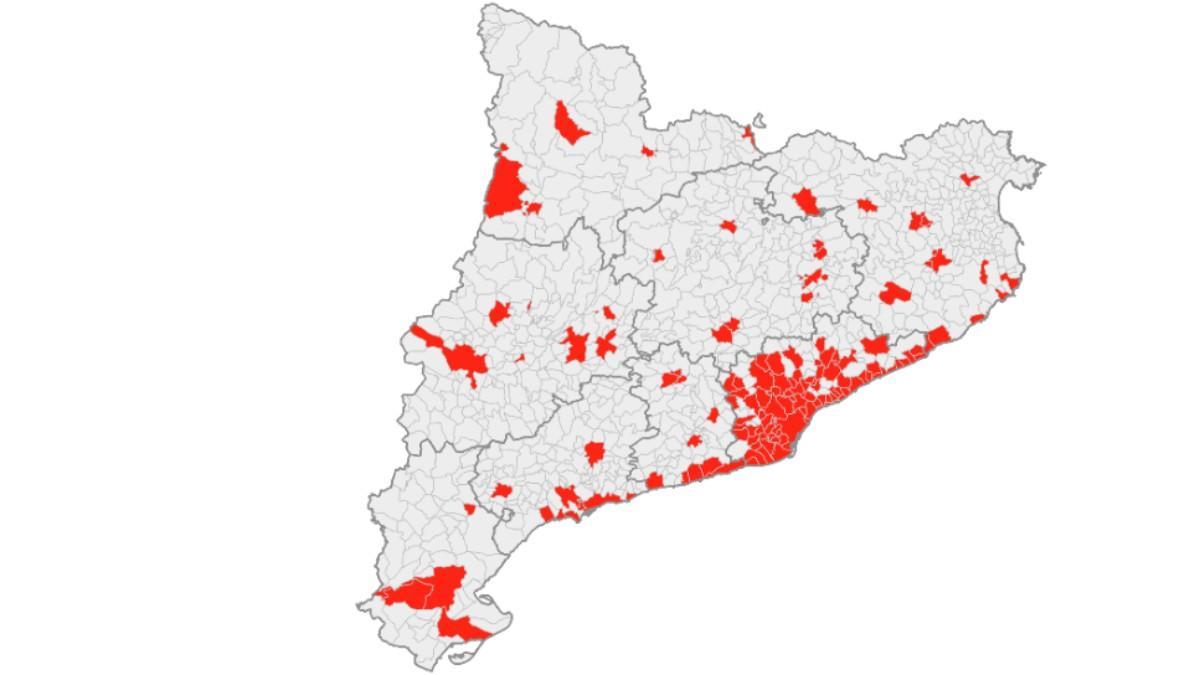Los 140 municipios considerados como zonas tensionadas