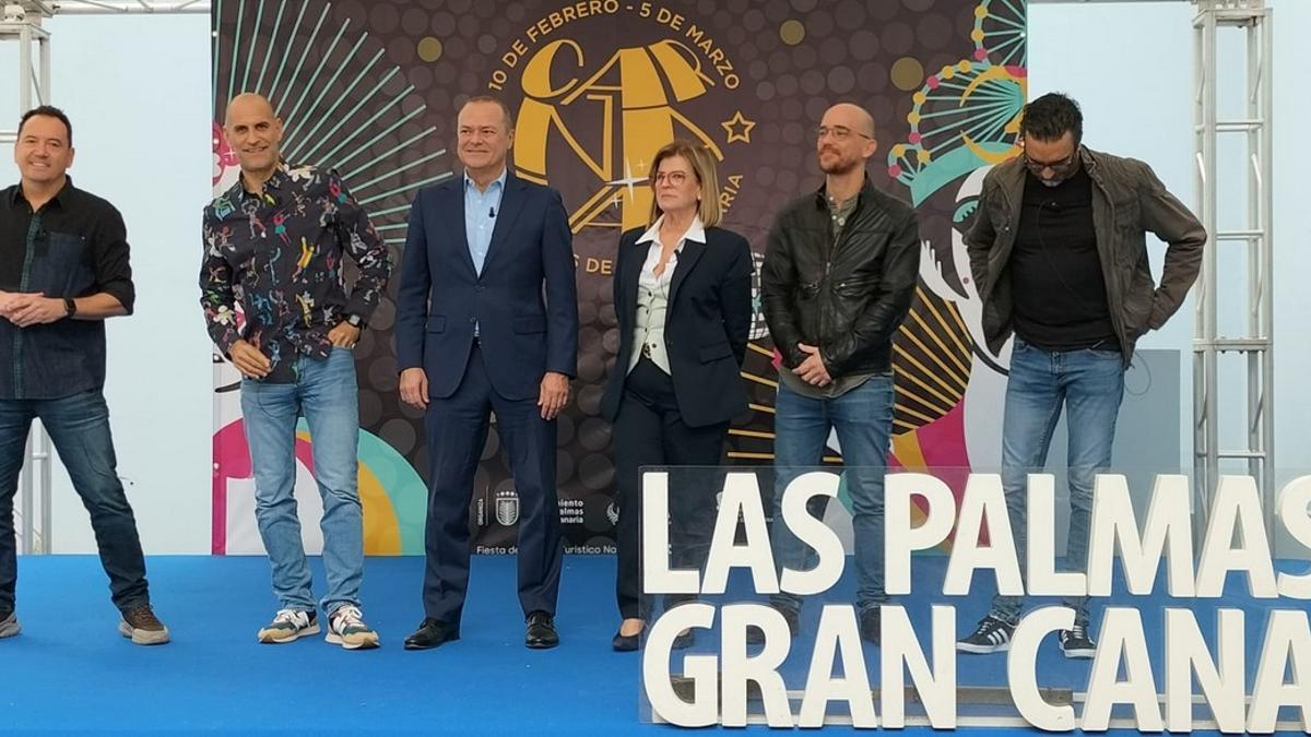 Imagen del acto de este viernes donde se anunció que 'Los Salvapantallas' serán los pregoneros del Carnaval de Las Palmas de Gran Canaria 2023. de los pregoneros del Carnaval de