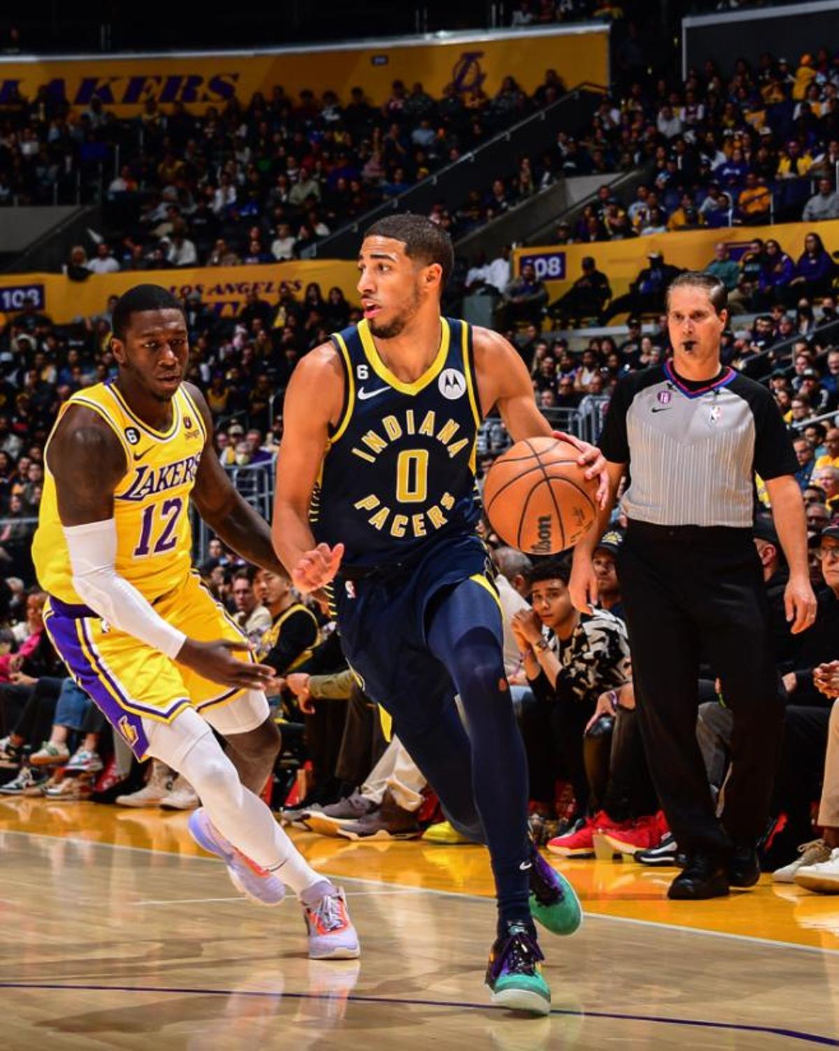 Tyrese Haliburton en el partido contra los Lakers.