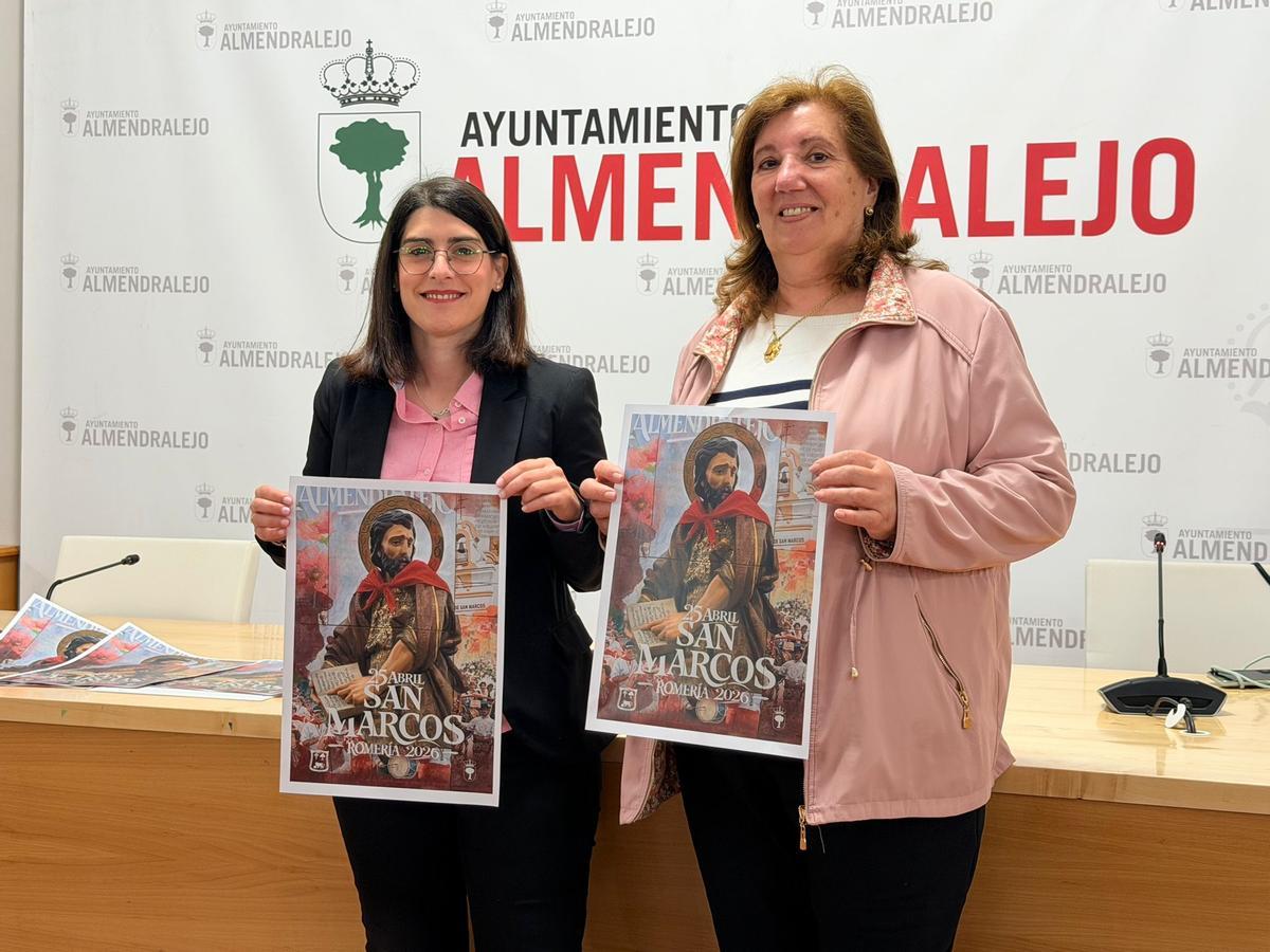 La concejala Tamara Rodríguez y la Hermana Mayor de San Marcos, María Hierro, presentaron el cartel.