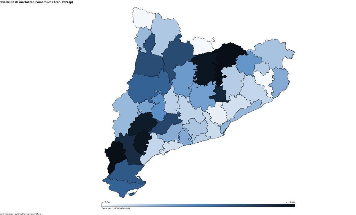 Taxa de mortalitat per comarques