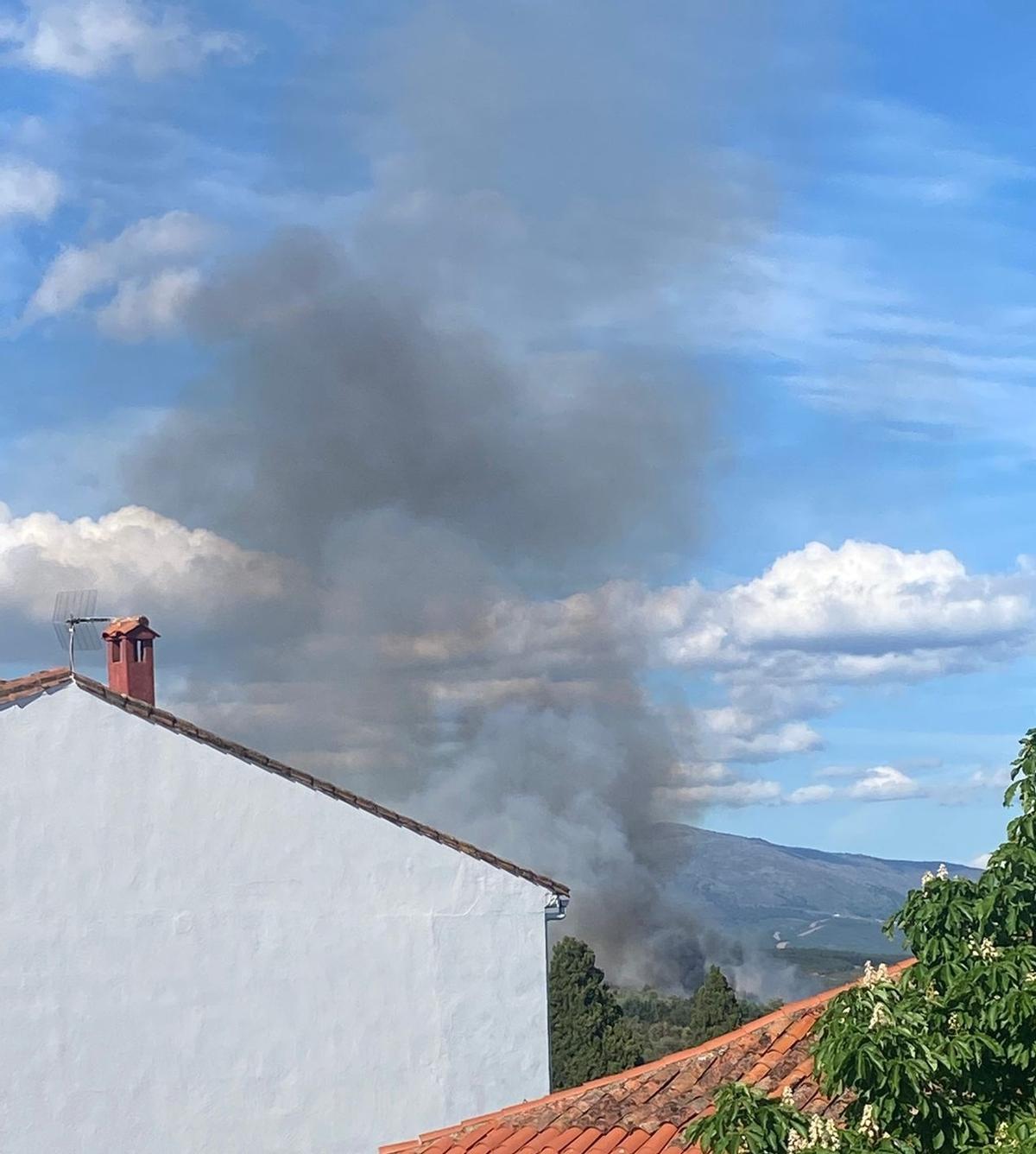Columna de humo del incendio de Acebo