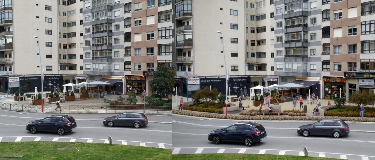 Aspecto actual y futuro de la plaza de la Avenida de Castelao