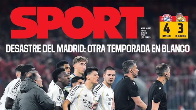 Esta es la portada de SPORT de hoy, jueves 16 de abril