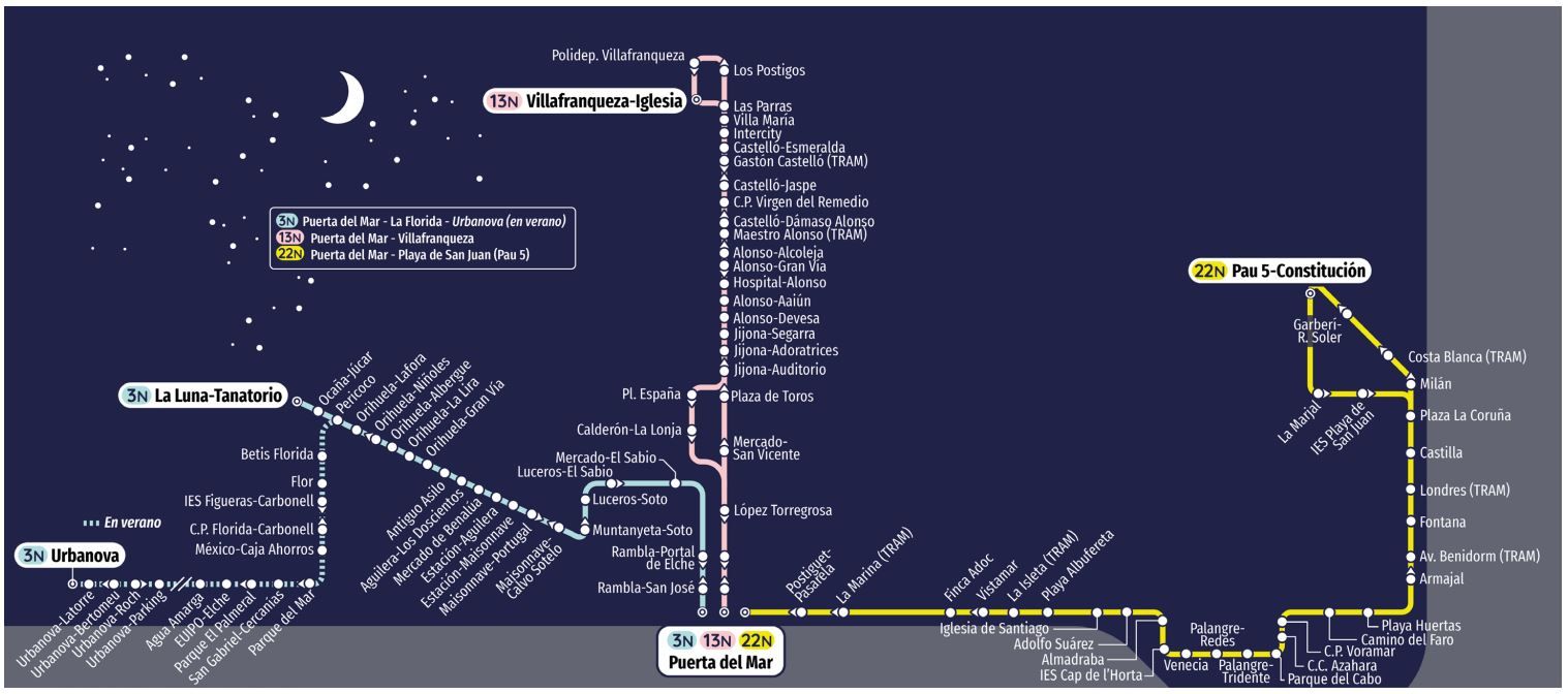 Nueva línea nocturna 13N y cambios en la 3N y 22N