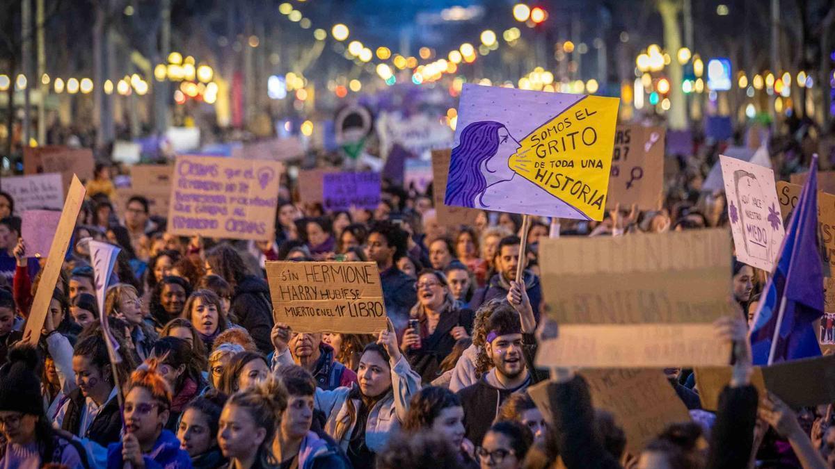 Manifestación feminista, este 8 de marzo en Barcelona.