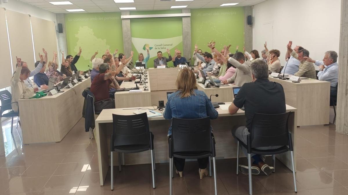 El moment de l'aprovació de la moció de Valentes i Acompanyades.