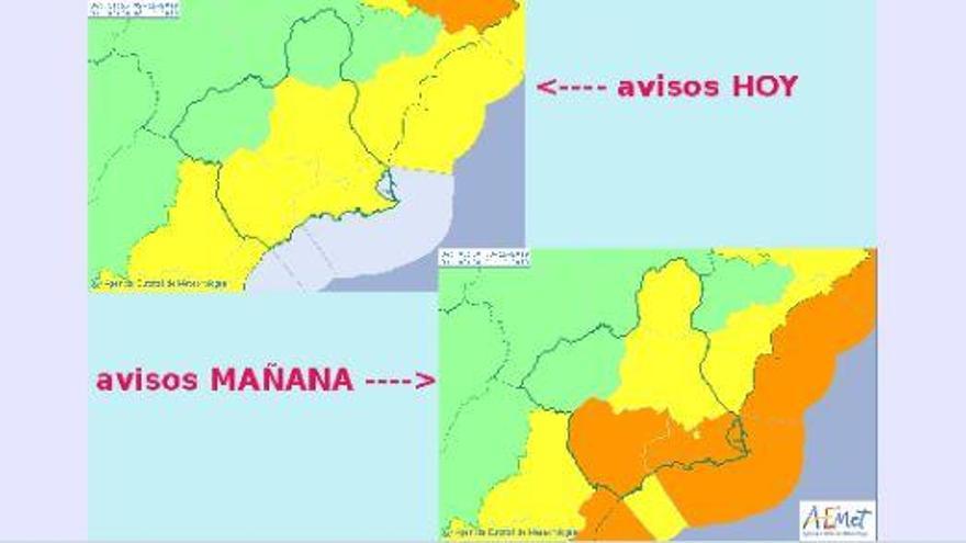 La Aemet extiende la alerta naranja al Valle del Guadalentín y la Vega del Segura