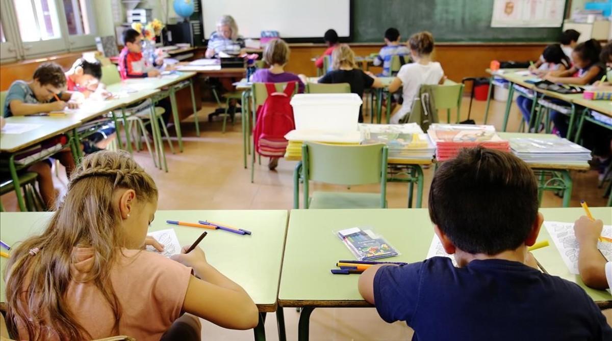 Alumnos en una escuela barcelonesa.